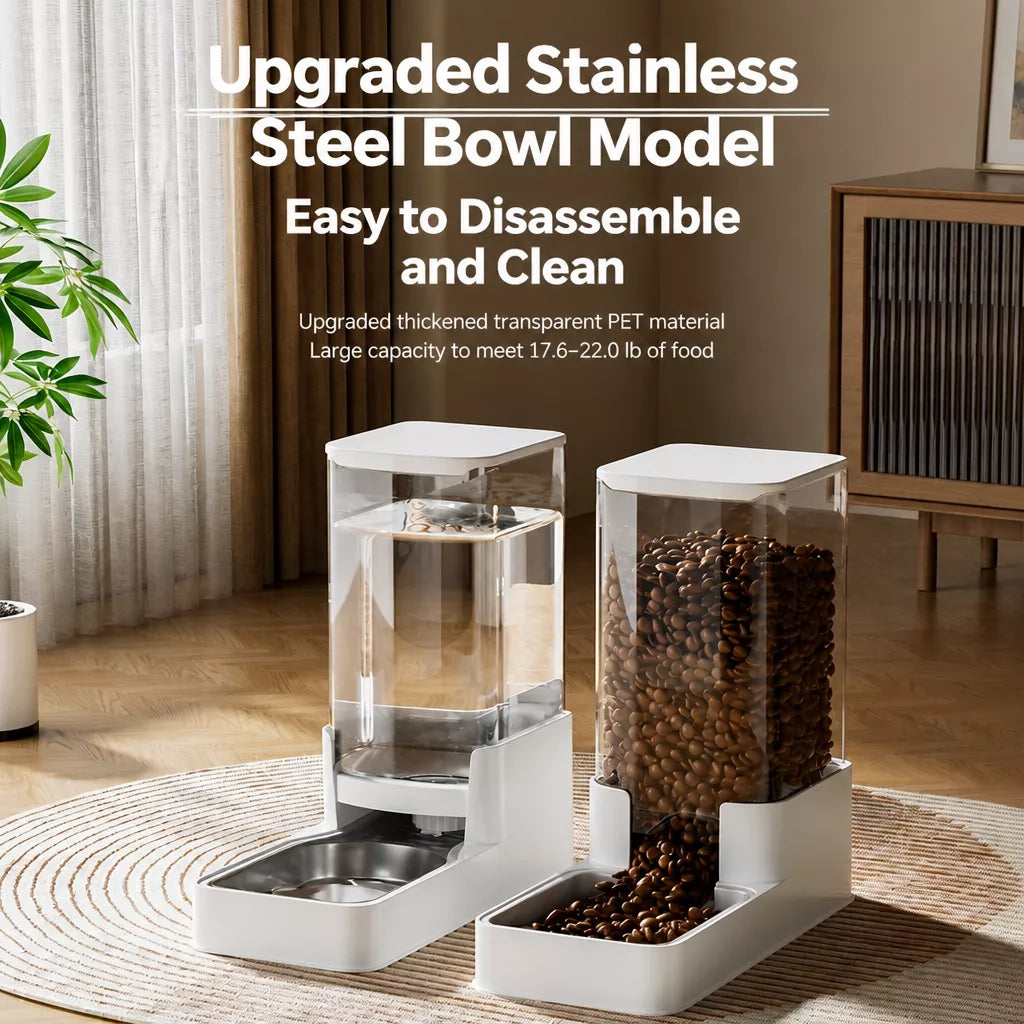 Automatic Pet Feeder & Water Dispenser with Dual Bowls