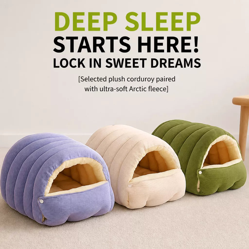 Semi-Enclosed Washable Pet Bed for Cats and Dogs