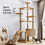 Solid Wood Cat Tree with Hideaway and Scratching Posts
