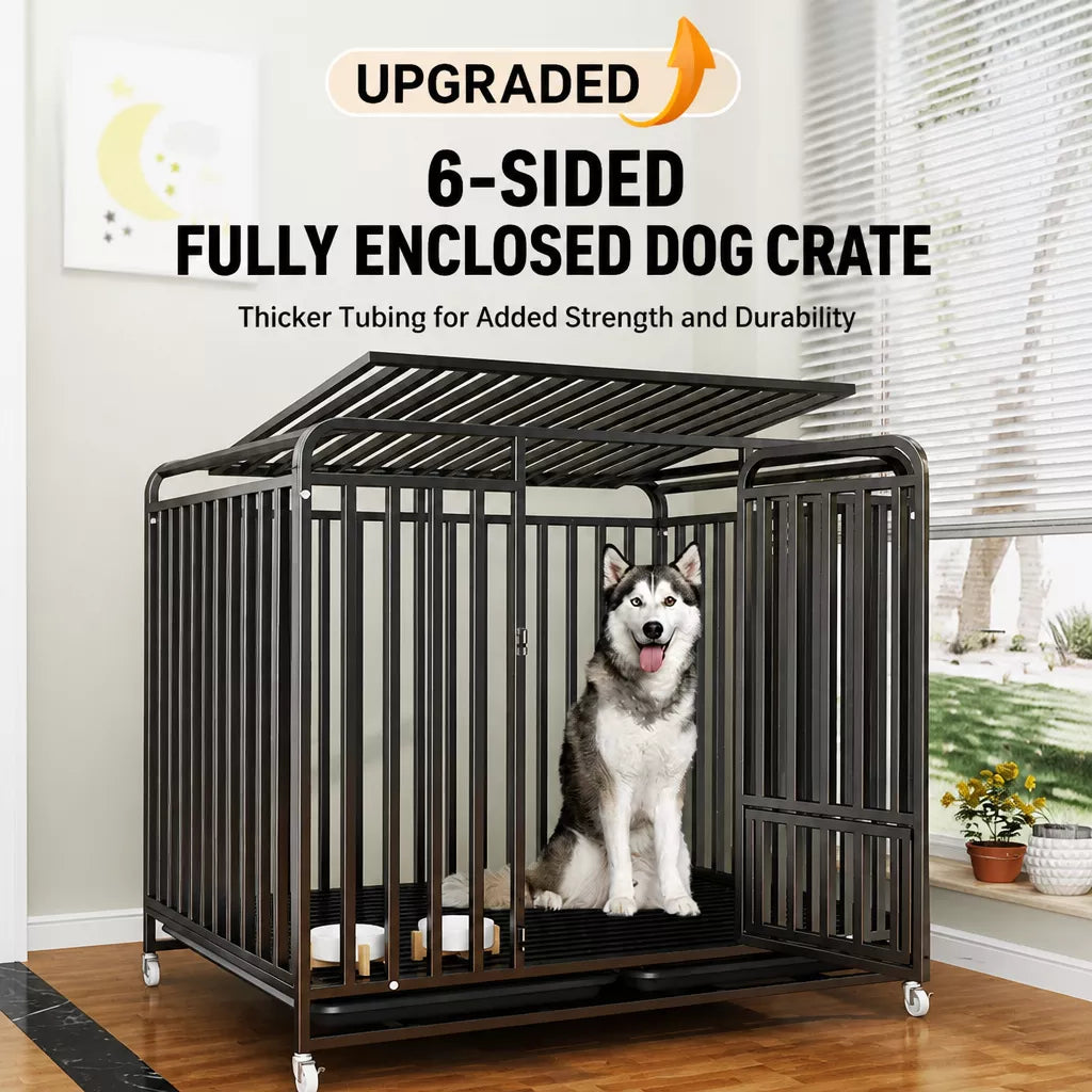 Reinforced Iron Dog Crate with Toilet Tray