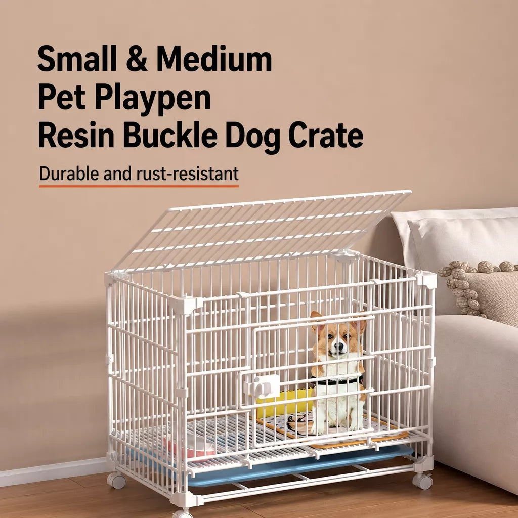 Reinforced Stackable Indoor Dog Crate with Toilet Tray
