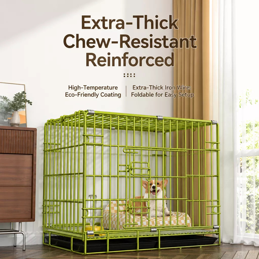 Indoor Metal Dog Crate with Tray