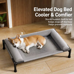 Elevated Faux Leather Dog Bed with Three-Sided Design