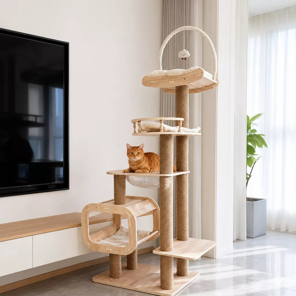 Multi-Level Cat Tree with Hideaway, Capsule Perch and Scratching Posts