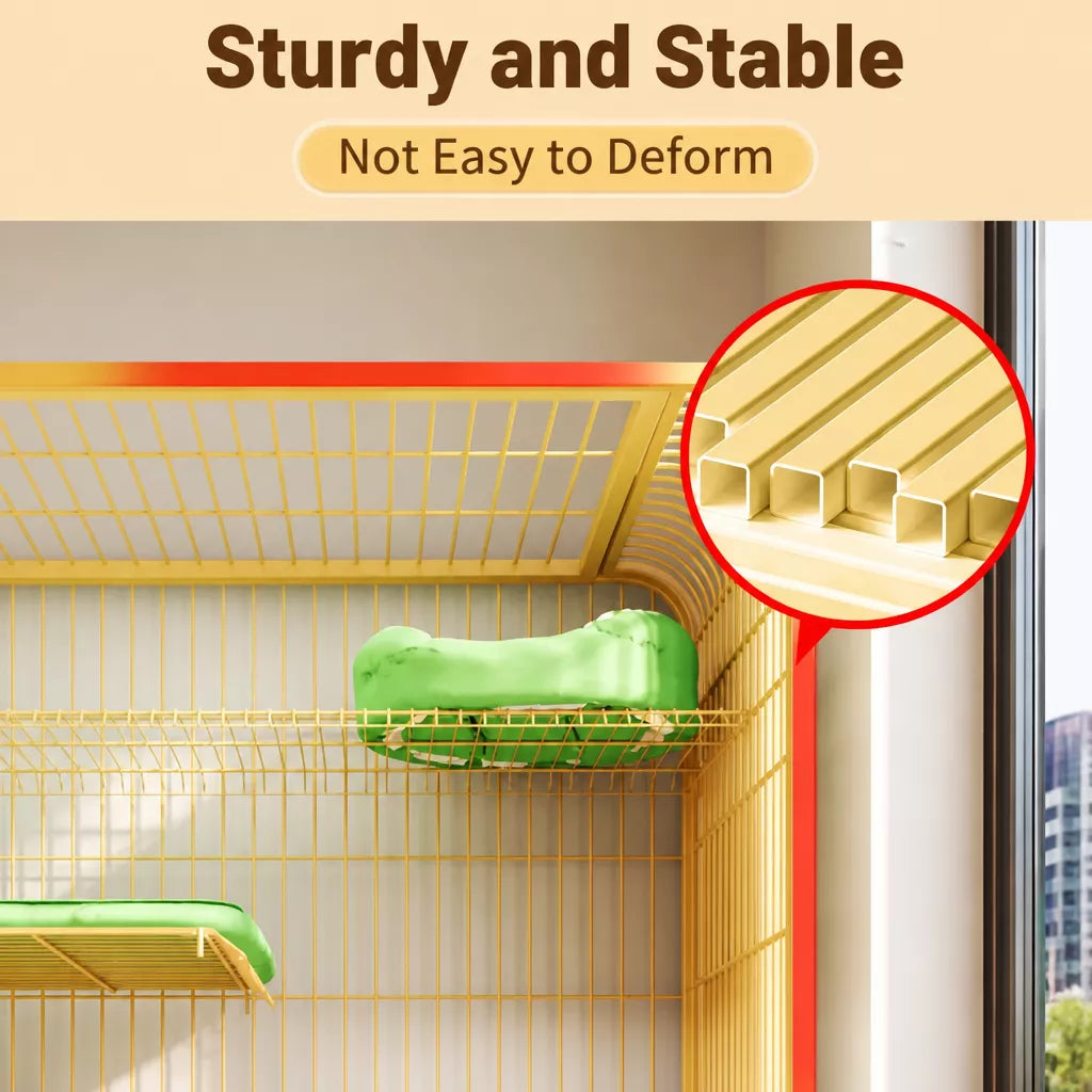 Large Multi-Tier Indoor Cat Enclosure with Litter Box