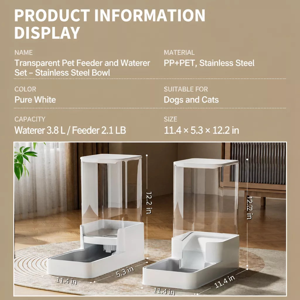 Automatic Pet Feeder & Water Dispenser with Dual Bowls
