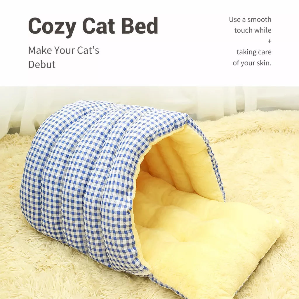 Washable Enclosed Pet Bed with Open Entrance for Cats and Dogs