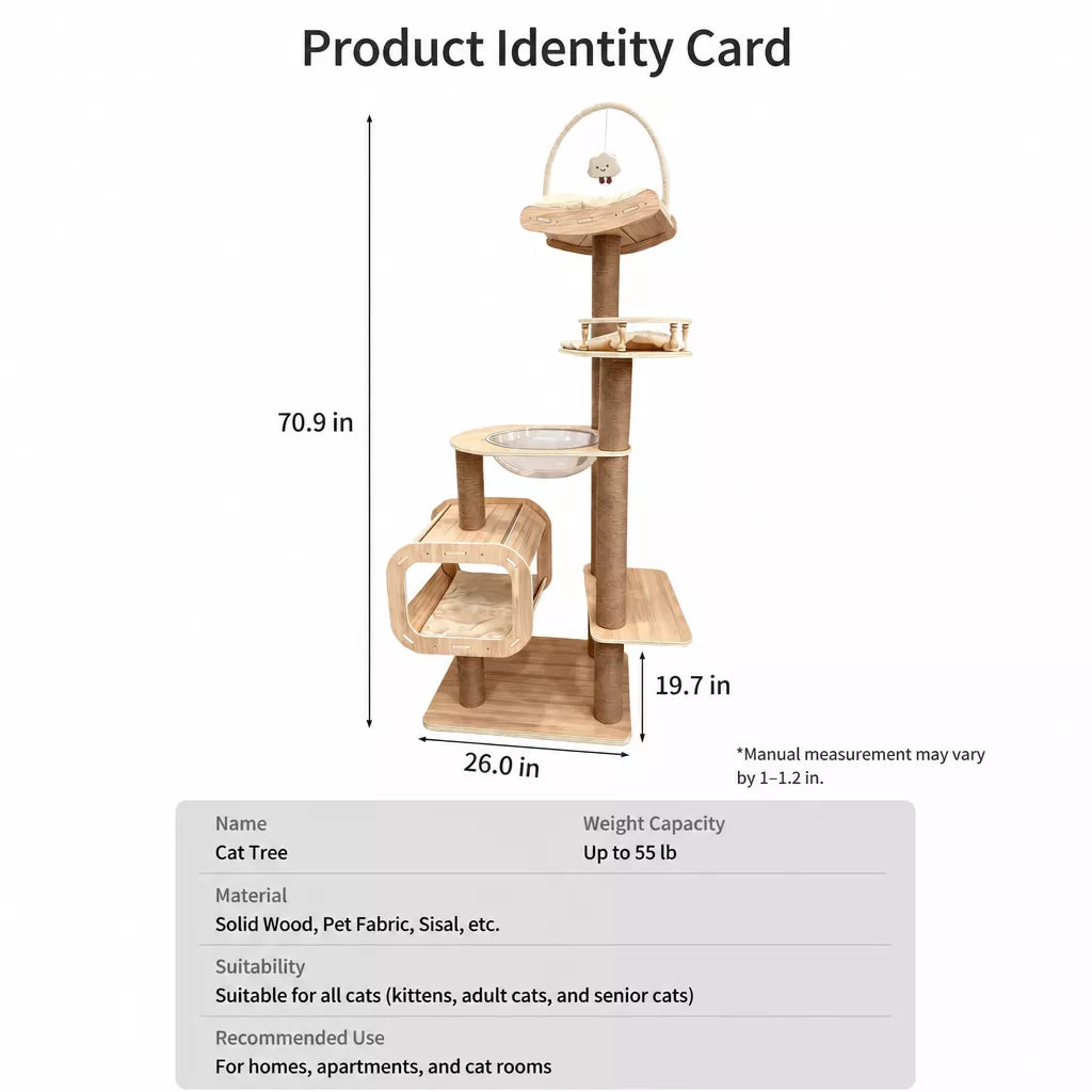 Multi-Level Cat Tree with Hideaway, Capsule Perch and Scratching Posts