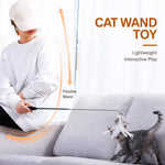 Cat Wand Toy with Feather Replacement Heads