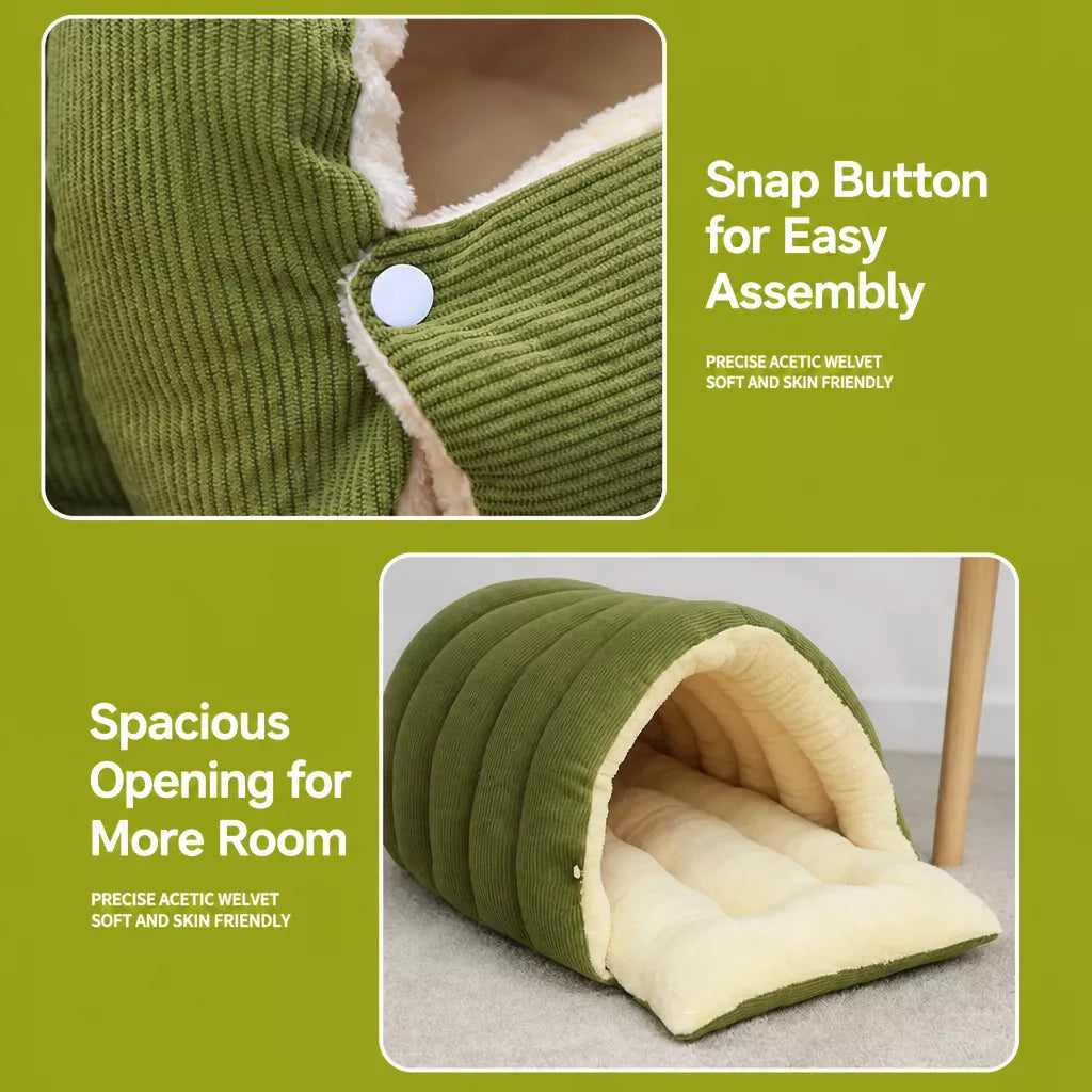 Semi-Enclosed Washable Pet Bed for Cats and Dogs