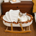 French-Style Cat Bed with Rocking Cradle Base