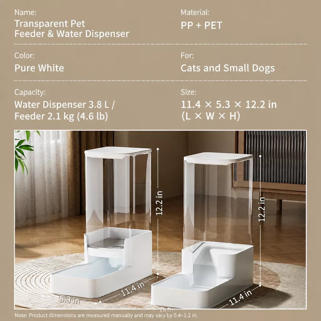 Automatic Pet Feeder & Water Dispenser with Dual Bowls