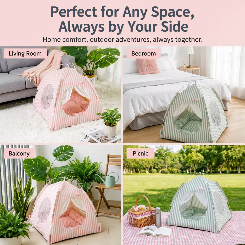 Indoor Cat & Dog Tent Bed with Removable, Washable Cushion
