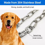 304 Stainless Steel Chain Dog Leash, Collar & Handle Set