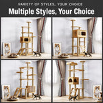 Solid Wood Cat Tree with Hideaway and Scratching Posts