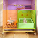Large Multi-Tier Indoor Cat Enclosure with Litter Box