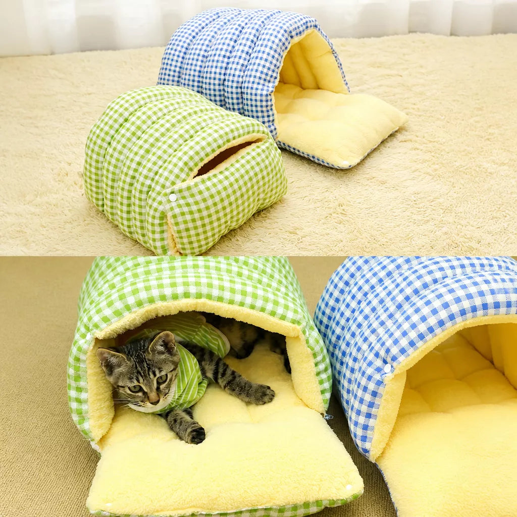 Washable Enclosed Pet Bed with Open Entrance for Cats and Dogs