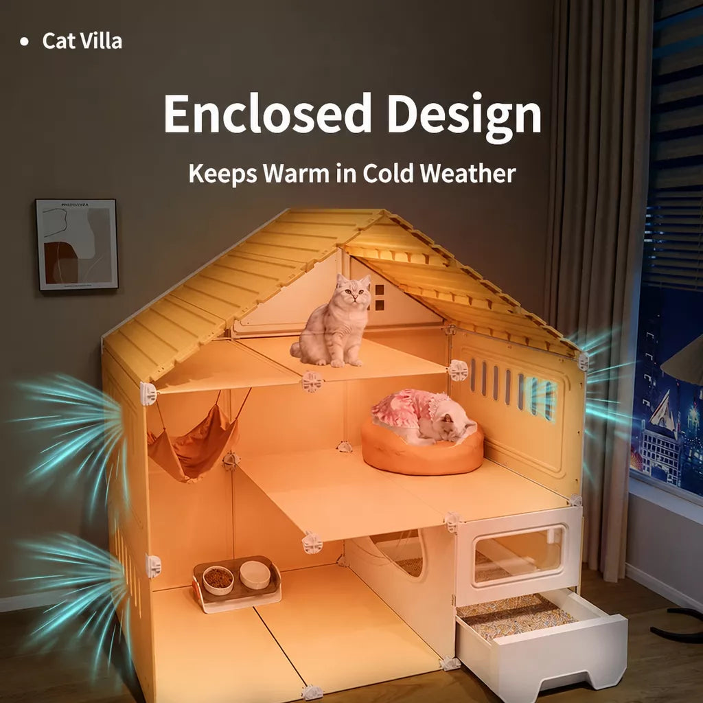 Multi-Level Covered Cat Condo for Cats