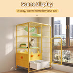 Large Multi-Tier Indoor Cat Enclosure with Litter Box