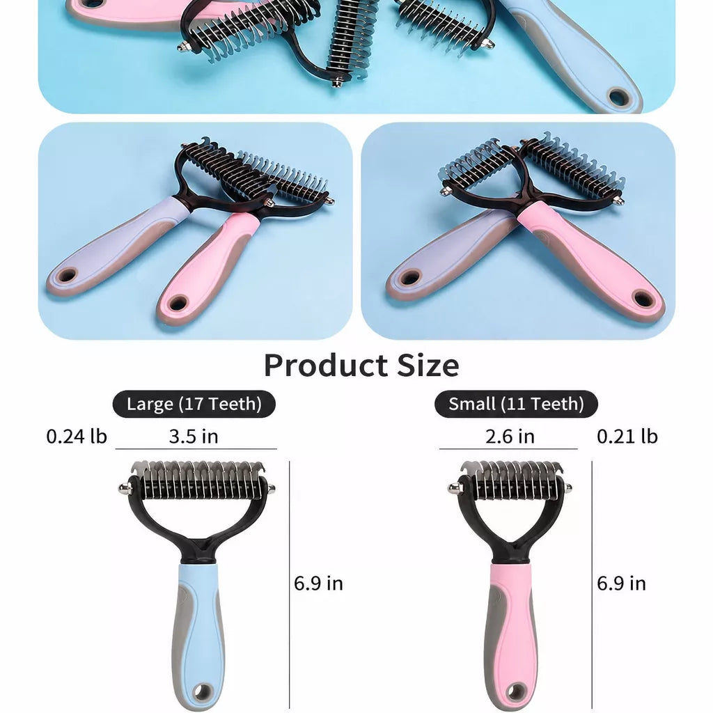 Pet Deshedding Rake and Detangling Comb for Dogs and Cats
