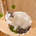 Solid Wood Cat Tree with Cat House and Hanging Basket