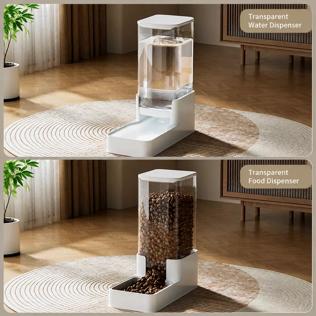 Automatic Pet Feeder & Water Dispenser with Dual Bowls