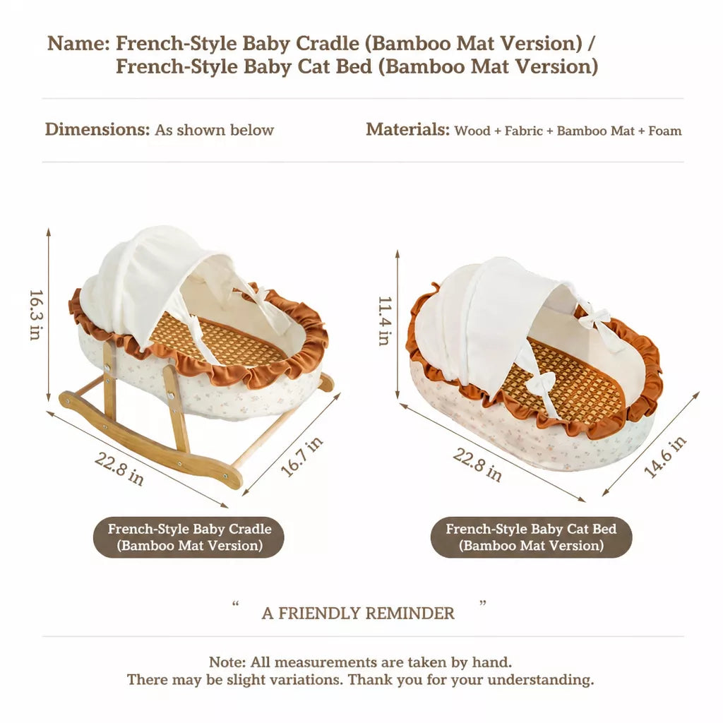 French-Style Cat Bed with Rocking Cradle Base