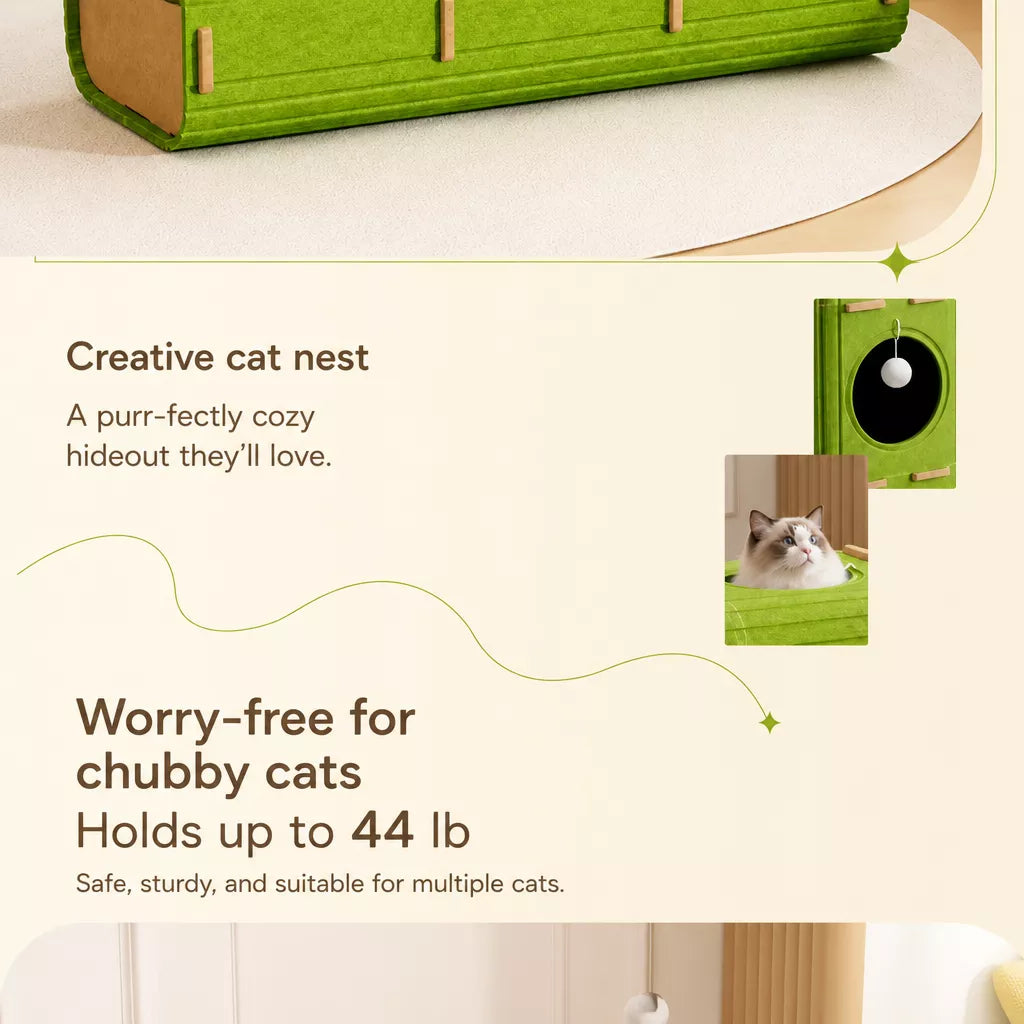 4-Tier Cat Tree with Enclosed House and Scratching Board