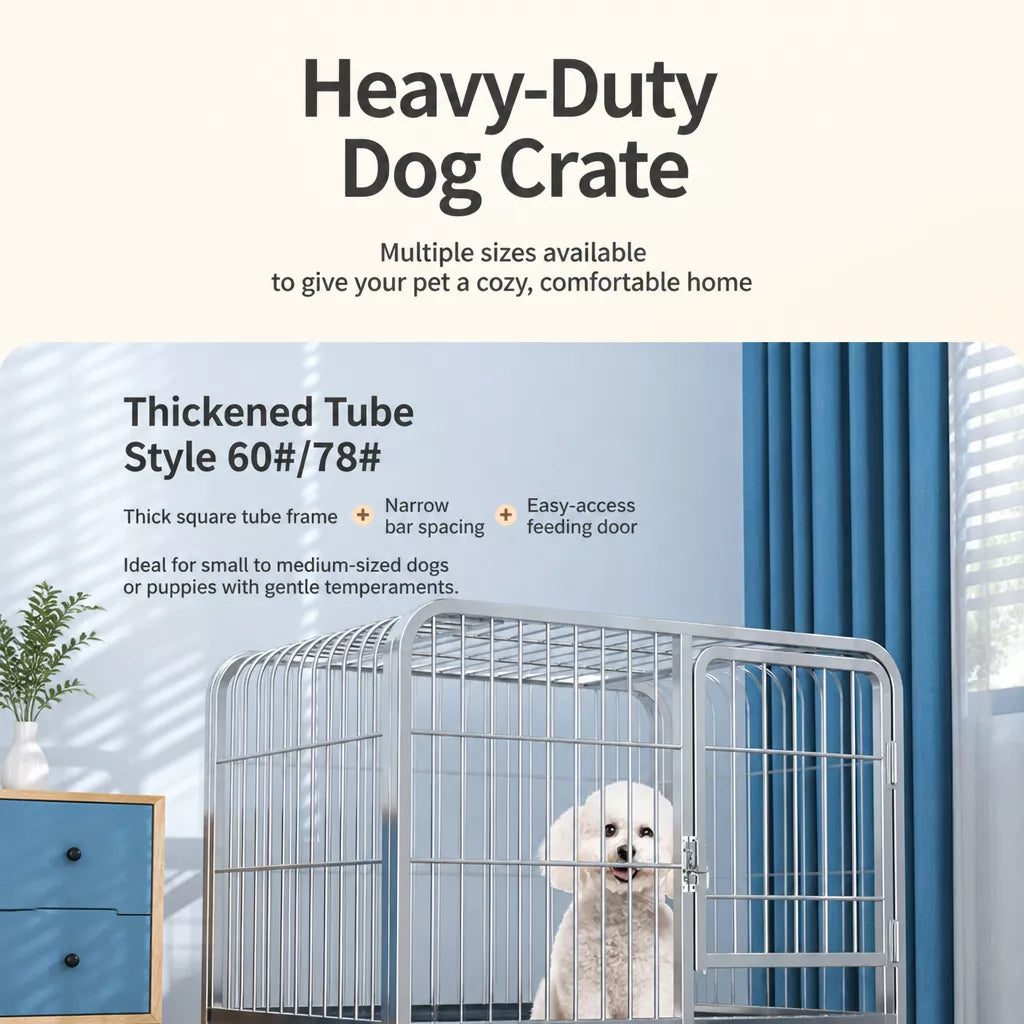 Indoor Dog Crate with Divider, Tray & Locking Casters