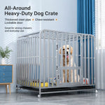 Indoor Dog Crate with Divider, Tray & Locking Casters