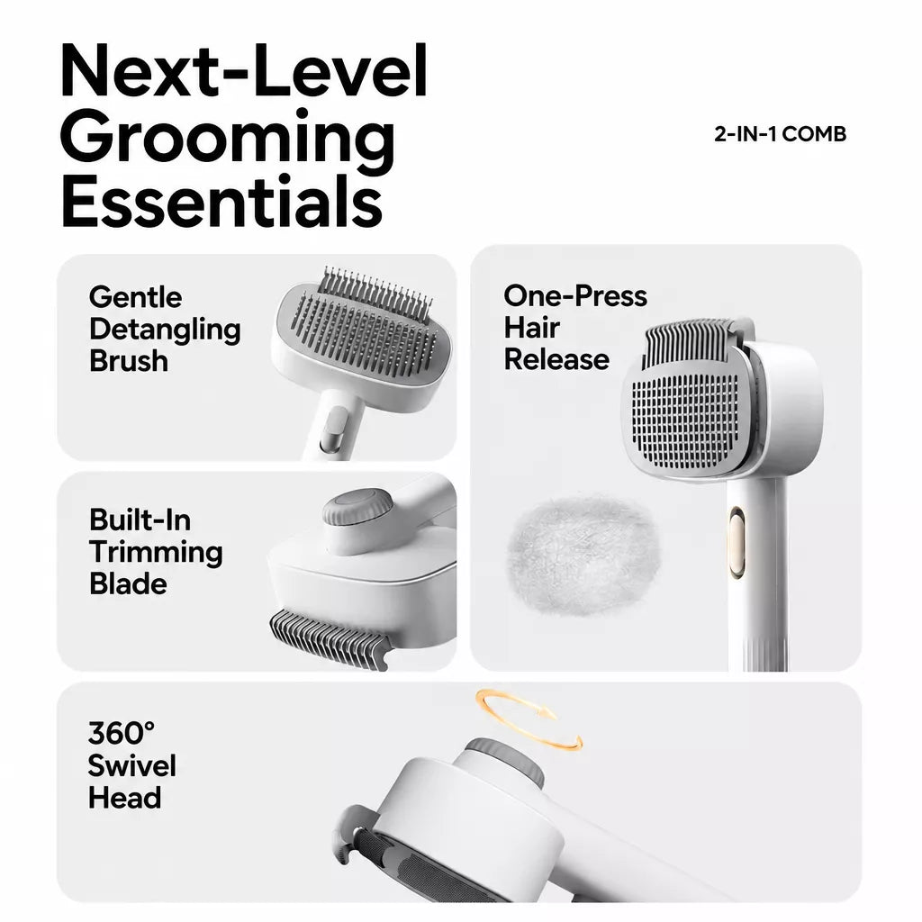 2-in-1 De-shedding & Detangling Comb for Cats and Dogs