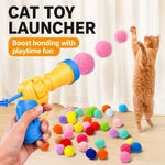 Cat Toy Ball Launcher Set with Plush and EVA Balls