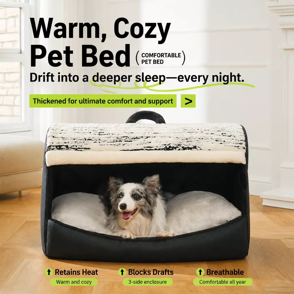 Covered Dog Bed Tent with Removable Washable Cushion