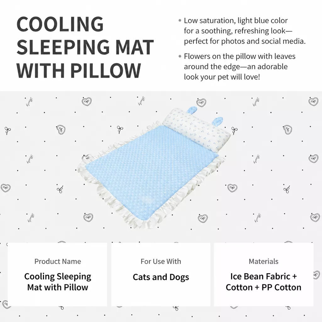 Cotton-Linen Pet Mat with Bunny-Ear Pillow for Cats and Dogs