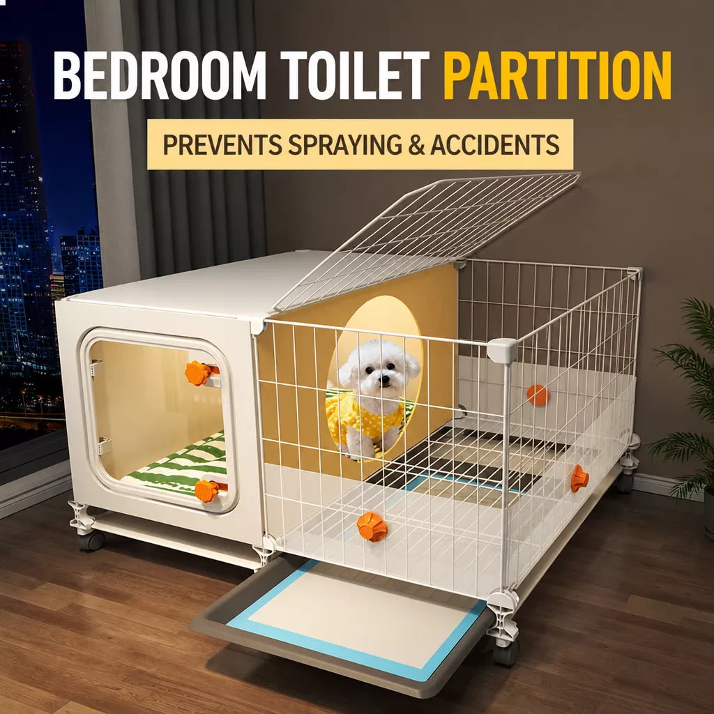 Small Dog Crate with Separate Rest and Potty Areas