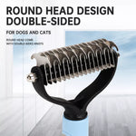 Pet Deshedding Rake and Detangling Comb for Dogs and Cats