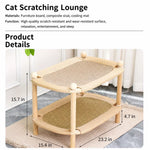 Two-Tier Wooden Cat Bed with Sisal Scratching Mat