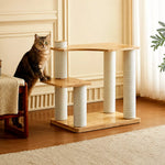 Solid Wood Cat Tree with Scratching Post and Hideaway