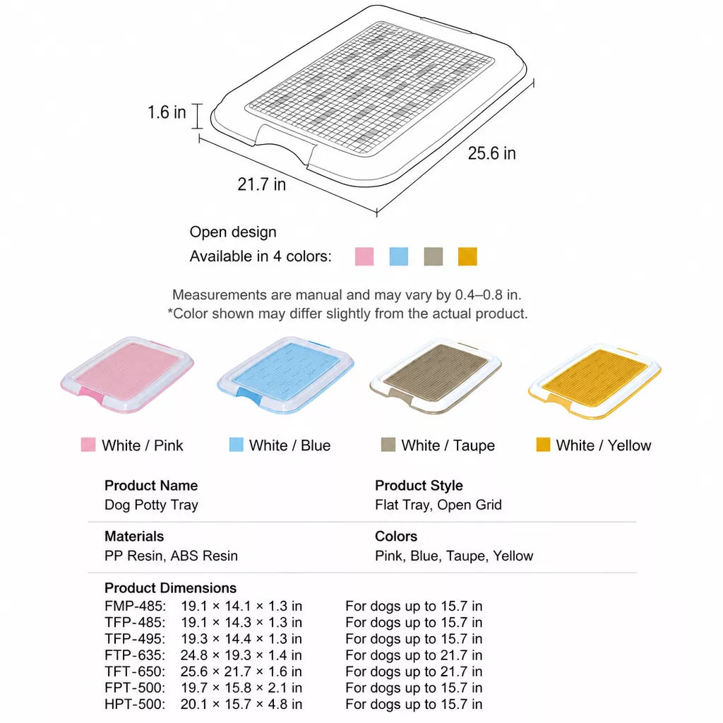 Plastic Dog Potty Tray with Grid for Small to Large Dogs