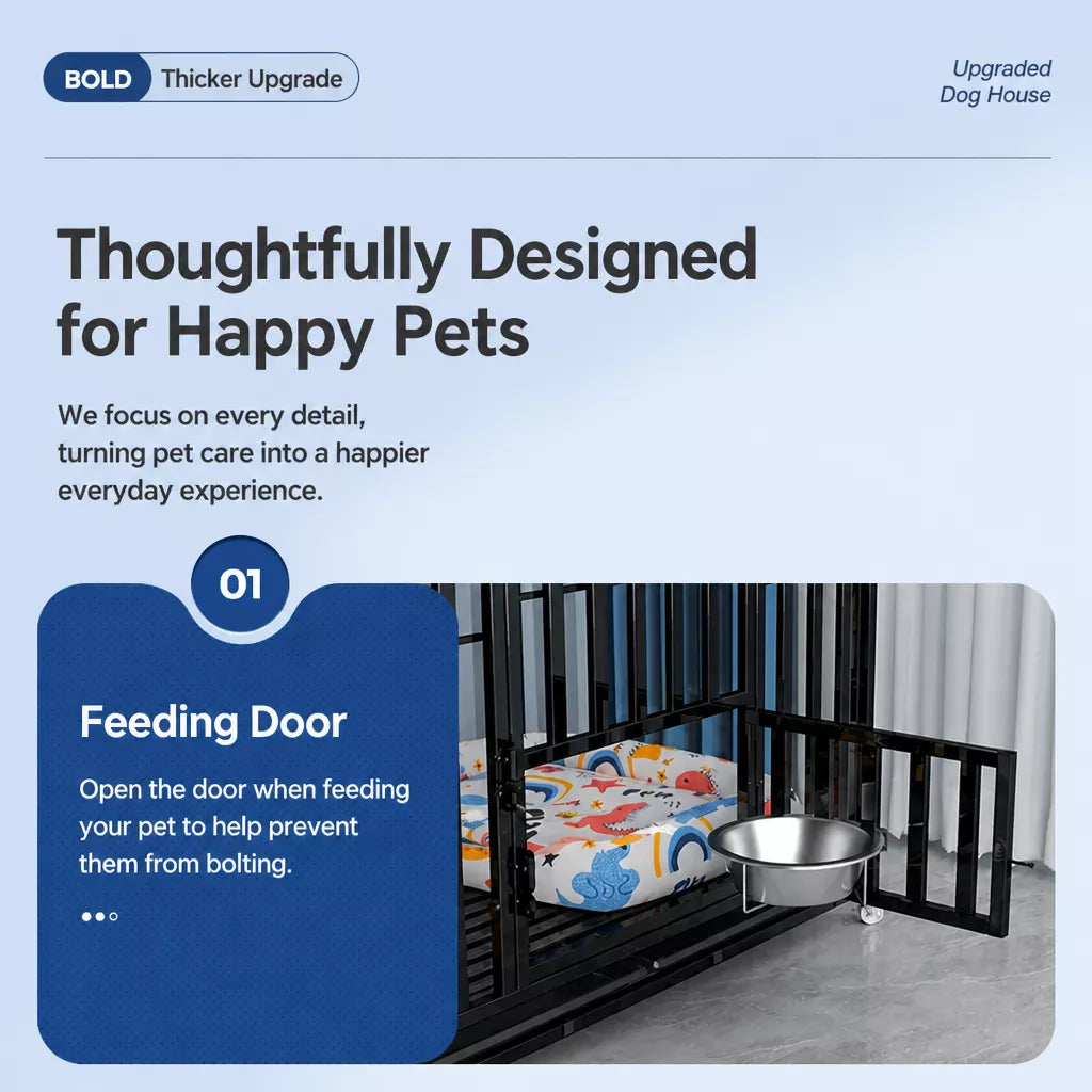 Indoor Dog Crate with Divider, Tray & Locking Casters