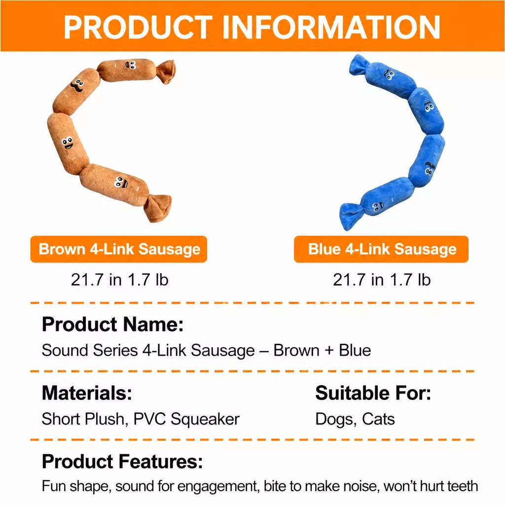 4-Section Squeaky Sausage Dog Toy