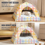 Semi-Enclosed Cat Tent Bed with Removable Mat