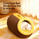Enclosed Plush Pet Cave Bed with Carry Handle