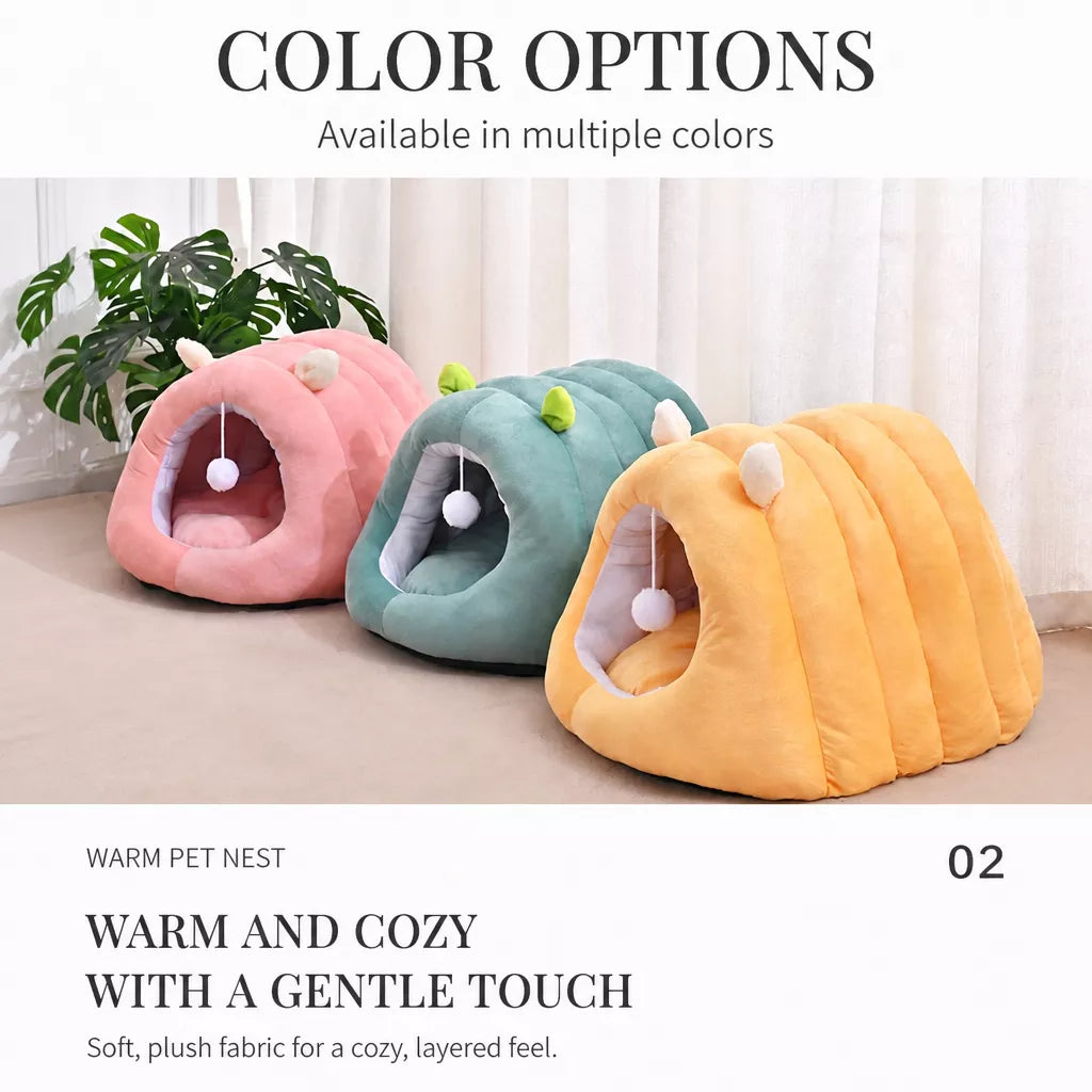 Semi-Enclosed Cat Bed with Tunnel