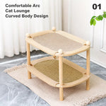 Two-Tier Wooden Cat Bed with Sisal Scratching Mat