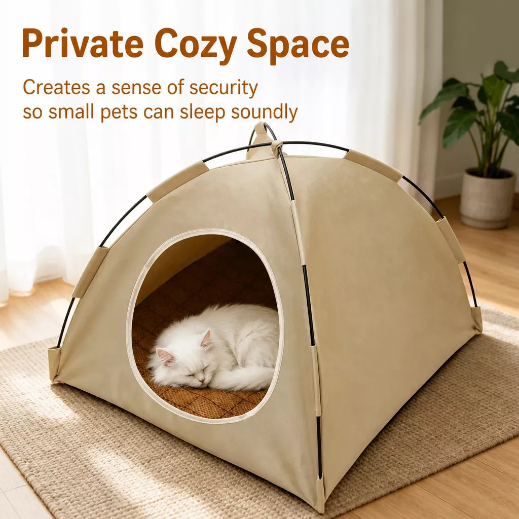 Semi-Enclosed Tent Bed for Cats and Small Dogs