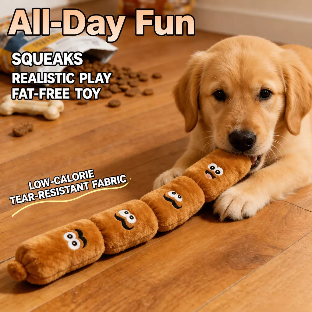 4-Section Squeaky Sausage Dog Toy