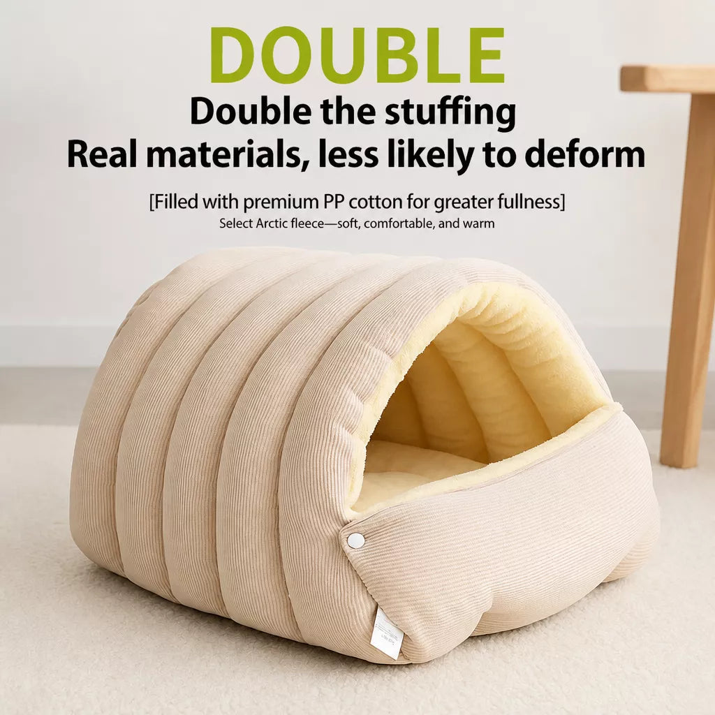 Semi-Enclosed Washable Pet Bed for Cats and Dogs