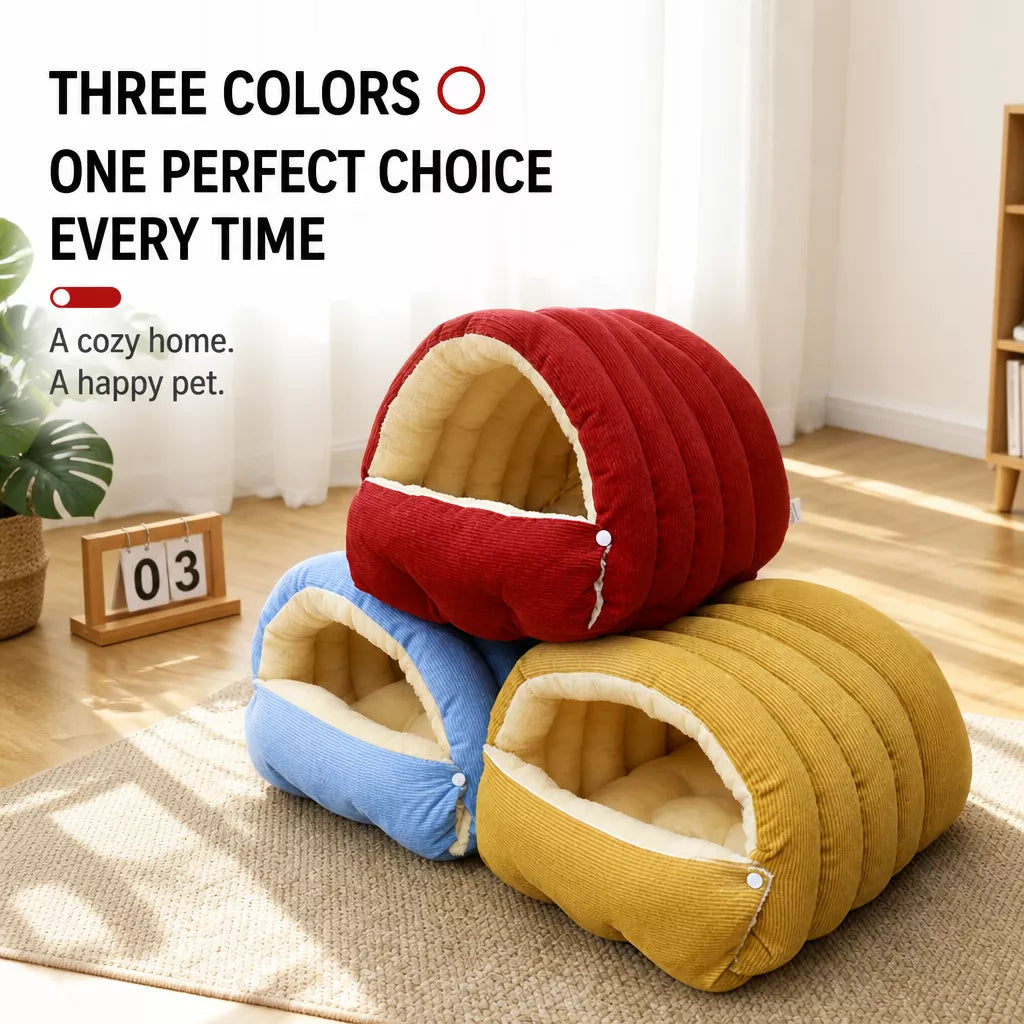 Semi-Enclosed EPE Foam Pet Bed for Cats and Small Dogs