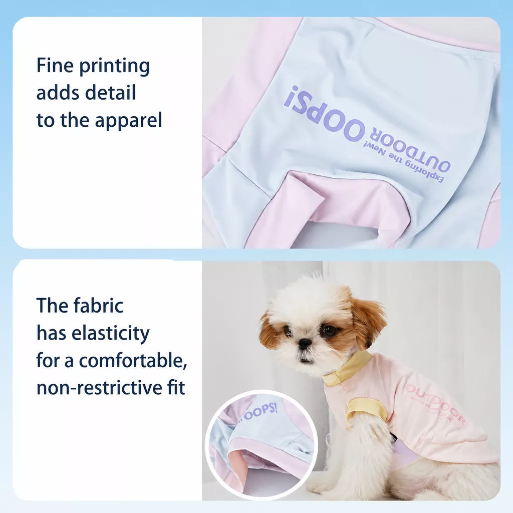 Lightweight Printed Color-Block Vest for Small Dogs